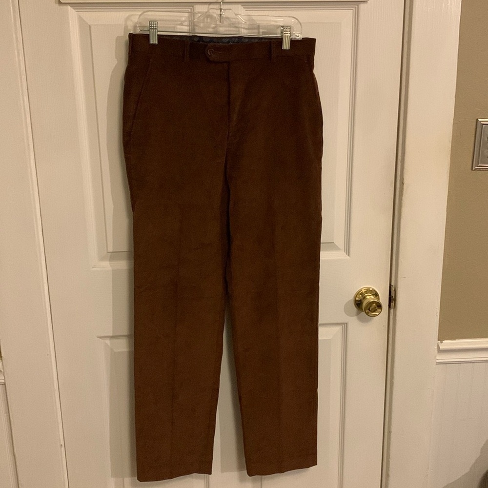 Lauren Ralph Lauren Black Label Men Stretch Straight Fit Corduroy Pant Brown 32W